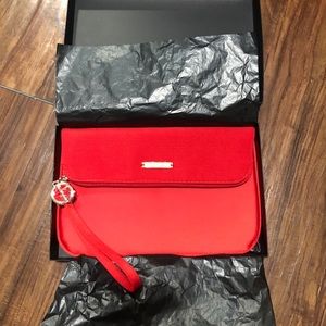 Giorgio Armani Clutch hand bag Wristlet Red NEW